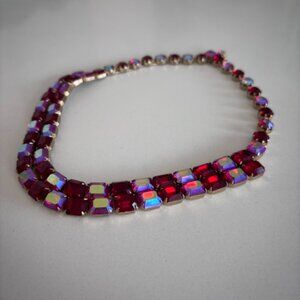 Vintage Kramer Ruby Rhinestone Choker Necklace